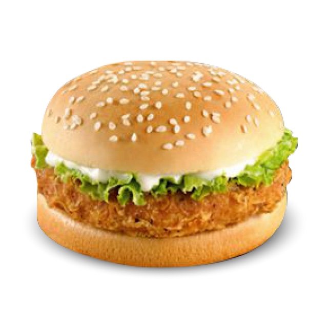 Burger Blitz dengan patty ayam crispy dan sayuran
